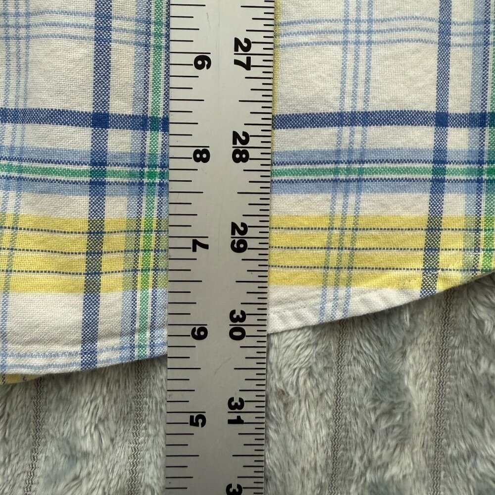 Ralph Lauren Shirt Men XL Yellow Blue Plaid Cotton Preppy Button Up Short Sleeve - Picture 5 of 8